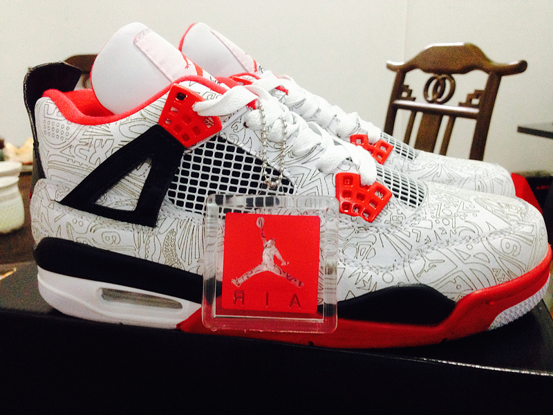 2016 Air Jordan 4 OG Laser White Varsity Red Black - Click Image to Close